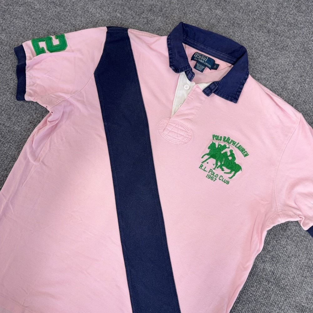 Polo Ralph Lauren Rugby Shirt Large Colorblock Dual Match Double Pony Preppy